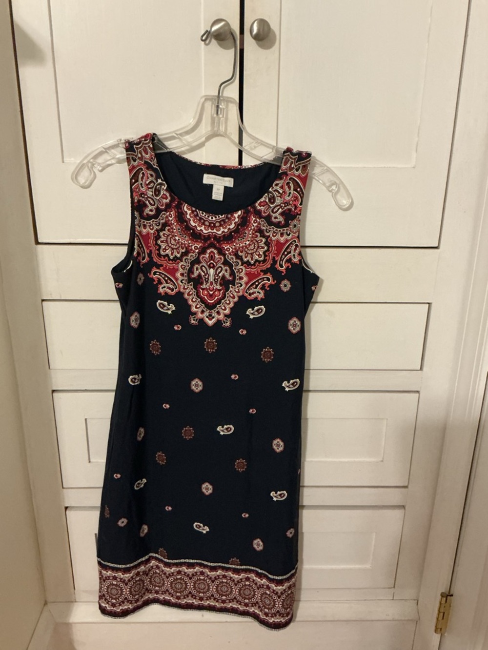 Charter Club Navy Paisley Sleeveless Shift Dress
